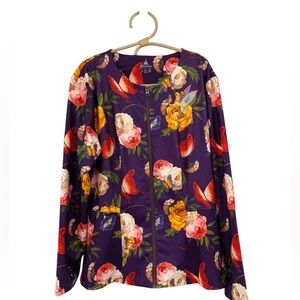 Disney Parks Tinker Bell Floral Butterfly Zip Jacket Purple Womens XL